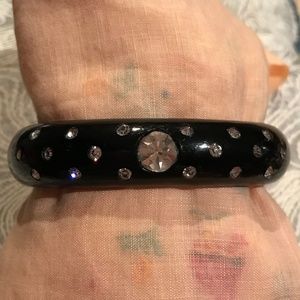 Vintage 1960's  Plastic Rhinestone Cuff Bracelet!